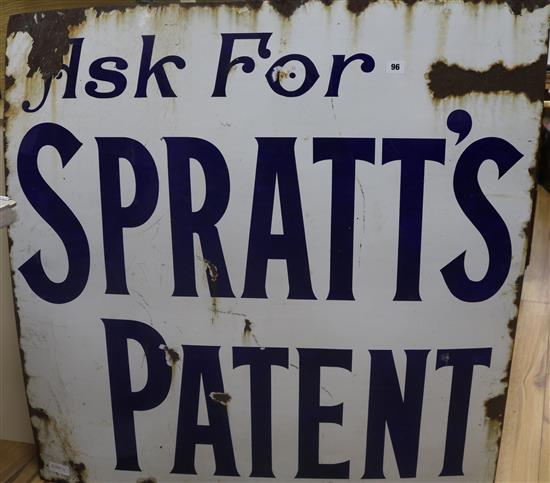 A large Ask For Spratts enamel sign